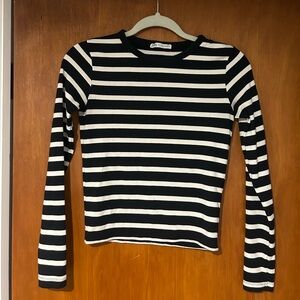 Zara Black and White Striped Top